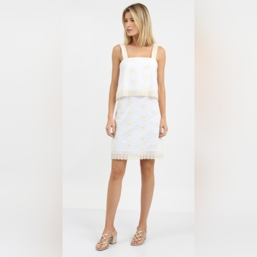 FILLITY Embroidered Cotton Cropped Dress V21 Sz. S